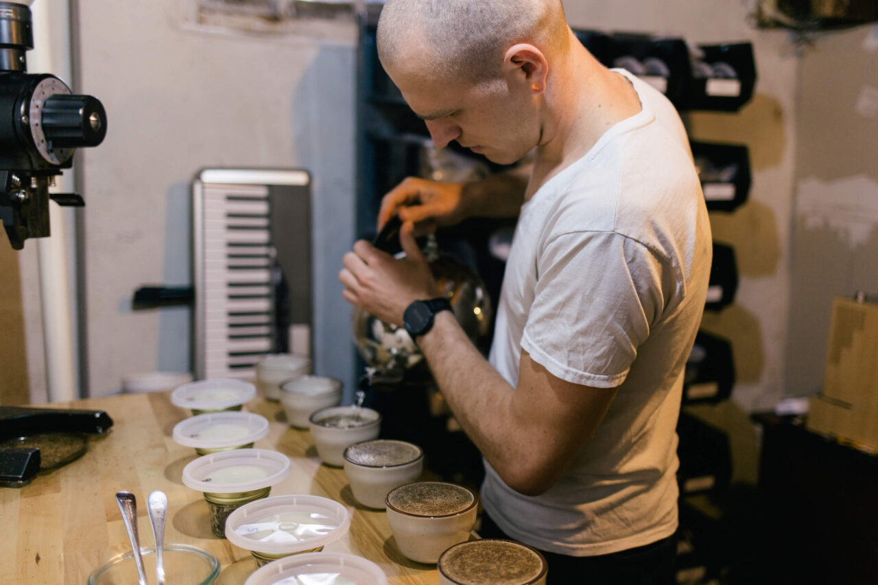 Cupping Burundi Coffee in Long Miles Coffee's basement cupping lab