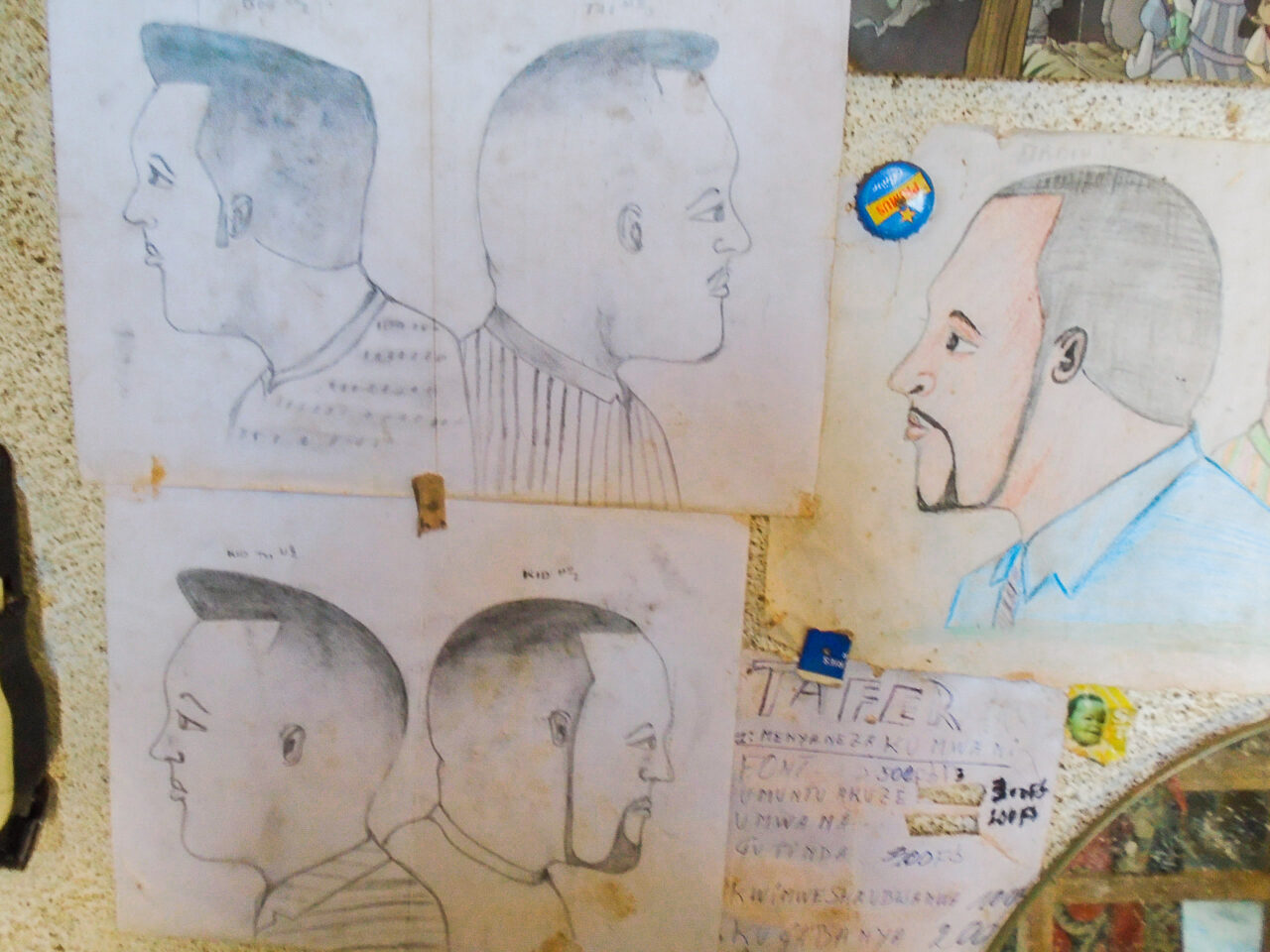 Drawings of a local hair salon in a remote region of Burundi