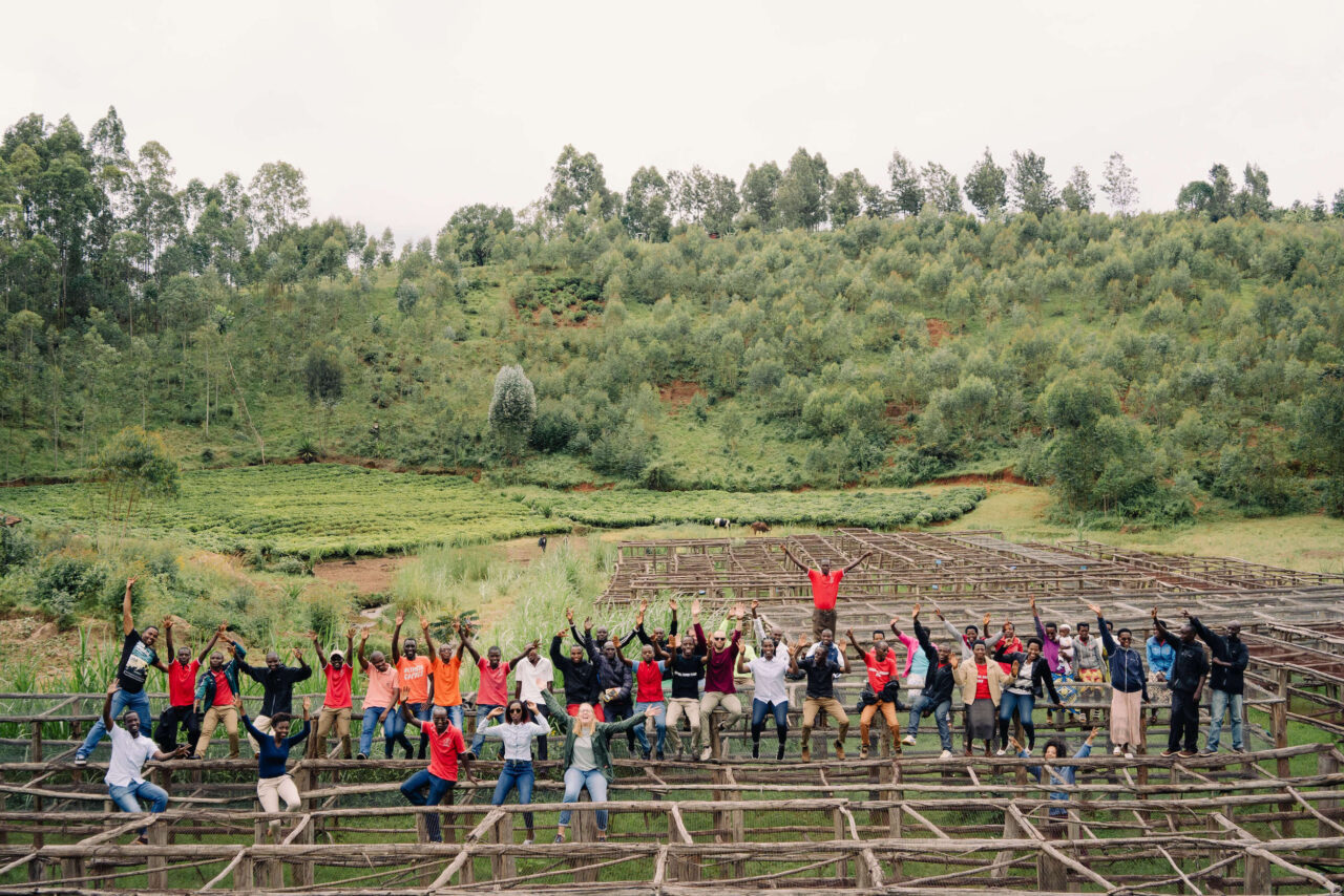 Photo of the Long Miles Coffee team at Bukeye Washing Station in Burundi